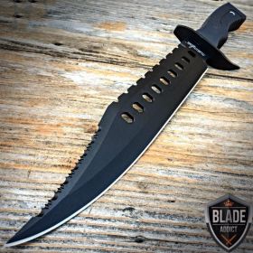 17" Tactical Survival Hunting Rambo Full Tang Fixed Blade Knife Bowie