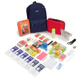 Keep-Me-Safe Children's 72 Hour Survival Kit (Color: Navy Backpack| No Masks)