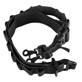 Tactical Shotgun Sling 2 Point Gun Sling Adjustable Shoulder Strap Rifle Shotgun Belts with 15-Shell Holders (Color: BLACK)