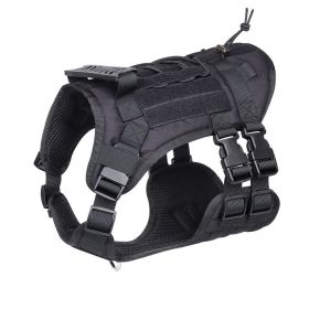 Tactical Dog Harness For Small Medium Large Dog; Dog Harness Vest With Soft Padded And D-Ring Collar (Color: BLACK, size: S)