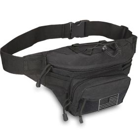 EDC Fanny Pack - Tactical Pouch with USA Flag Patch (Option: Black)