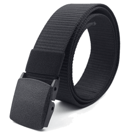 Adjustable Nylon Belt with Plastic Buckle (Option: Black)